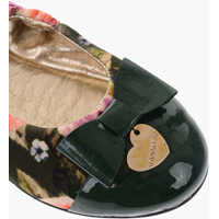 Balerini Monnalisa pentru Fete - Balerini Monnalisa Floral Patterned Ballet Flats With Leather Details Green Fete (BM 8821917) - B-mall.ro