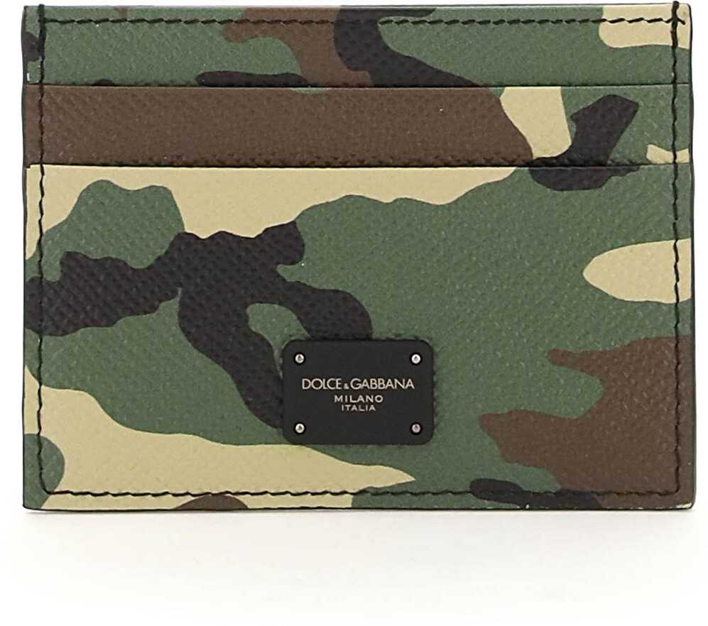 Dolce & Gabbana Camouflage Print Dauphine Leather Card Holder MIMETICO1 F MULTICOL