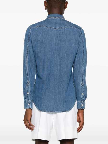 Camasi de blugi Alexander McQueen Shirt With Embroidered Logo BLUE Barbati (BM 8827143) 4