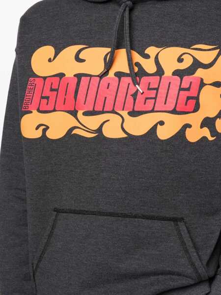 Hanorace DSQUARED2 Logo Printed Sweatshirt BLACK Barbati (BM 8827155) 5