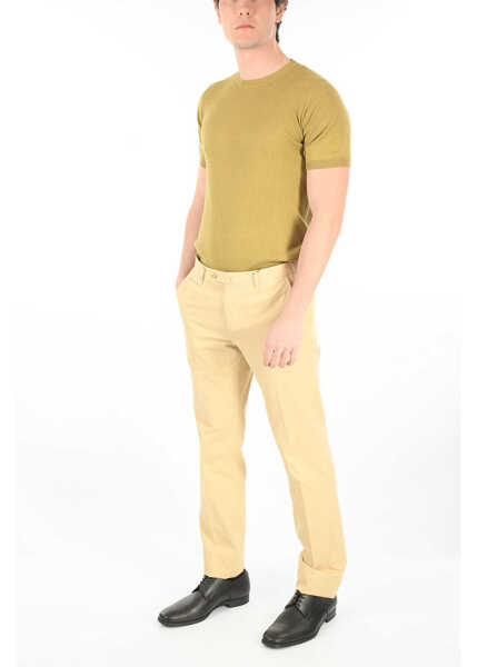 Pantaloni eleganti CORNELIANI Zipped Pocket Leader Cotton Pants Beige Barbati (BM 8833779) 3