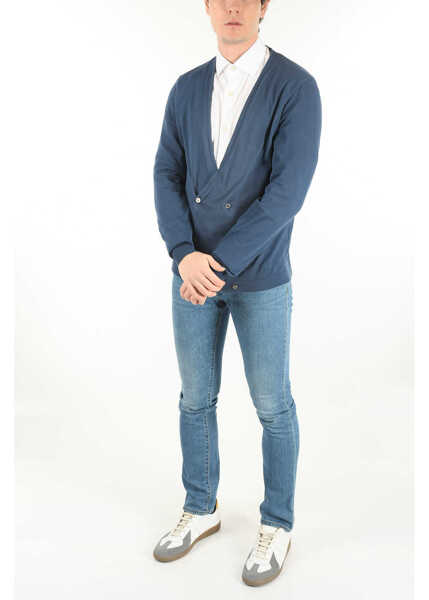 Cardigane CORNELIANI Id Double-Breasted Cotton Cardigan Blue Barbati (BM 8834376) 3