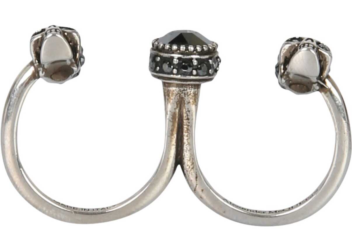 Alexander McQueen Double Skull Ring SILVER image23