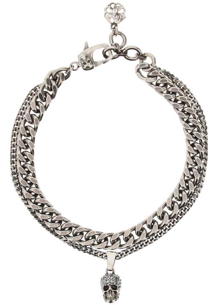 Alexander McQueen Chain Bracelet With Pave' Skull A SILVER GREIGE image