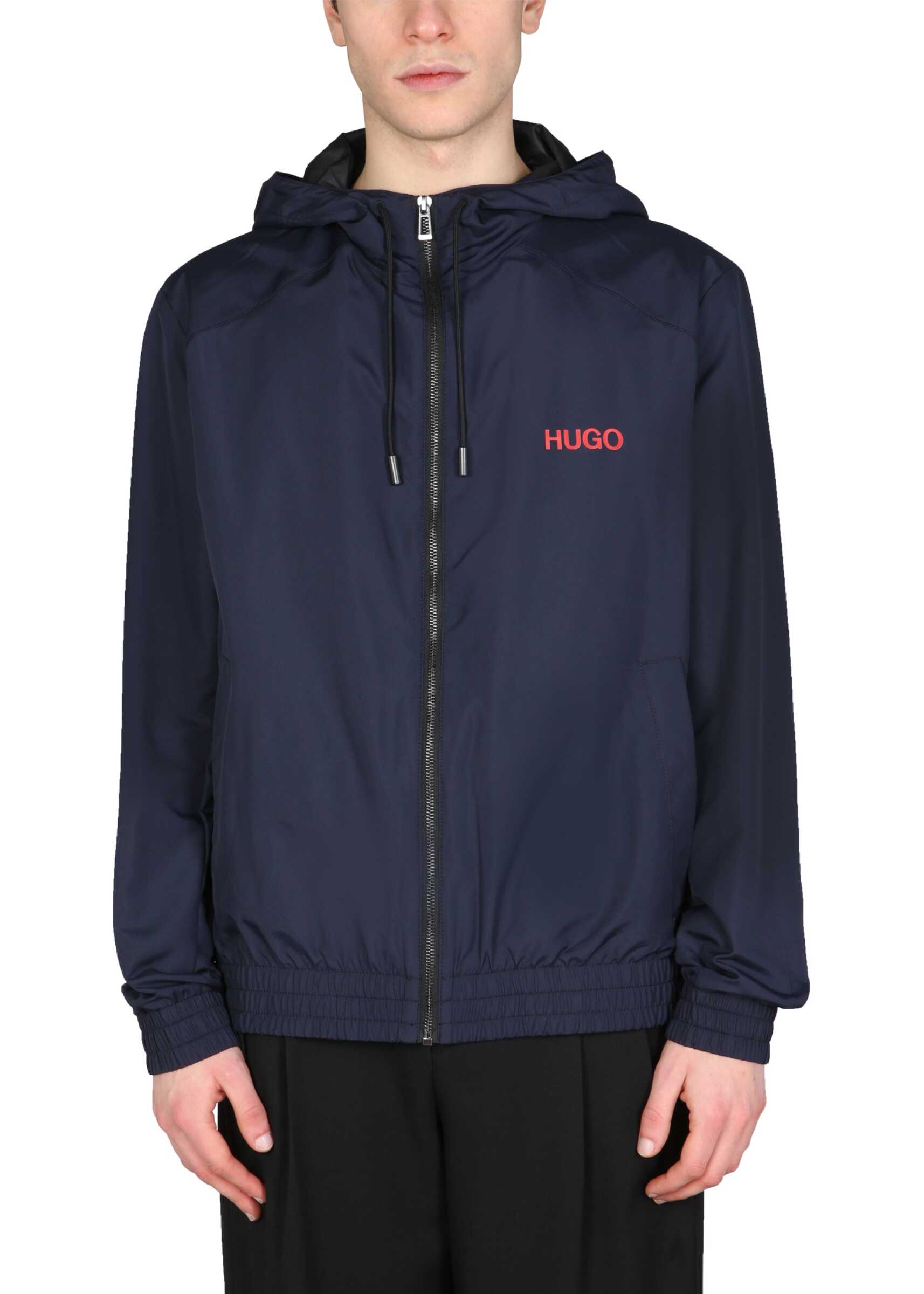 Hugo Boss Jacket With Logo Print BLUE