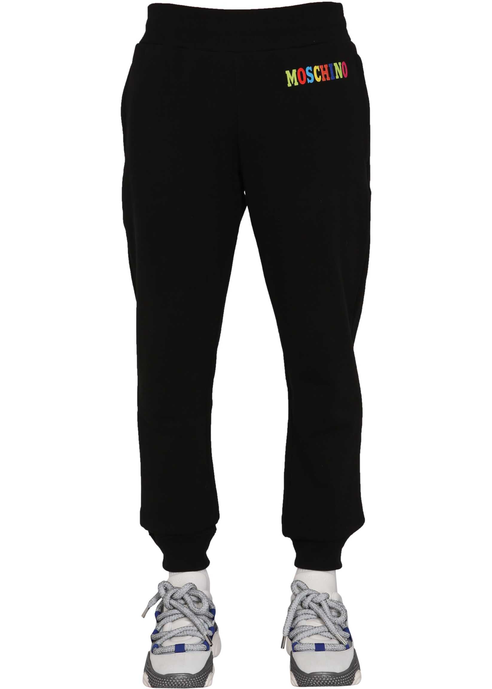 Moschino Multicolor Logo Jogging Pants BLACK