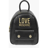 Rucsacuri Love Faux Leather Backpack With Golden Logo And Patch Pocket Femei