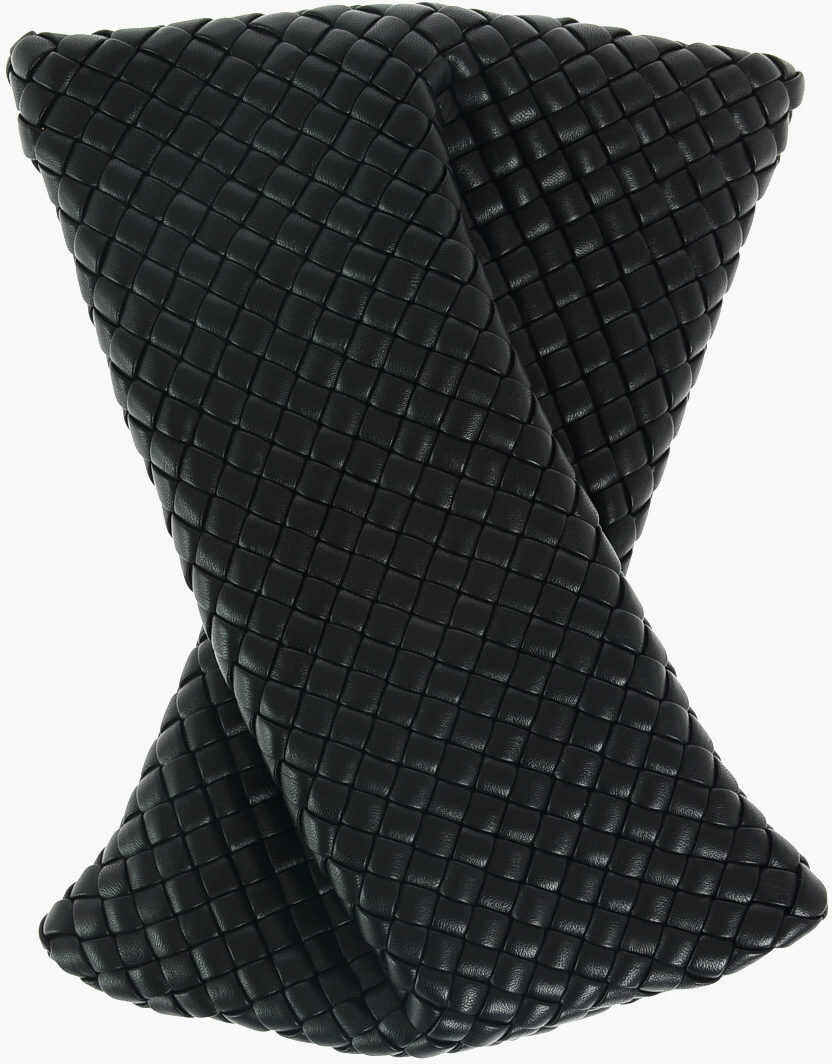 Bottega Veneta Woven Leather Crisscross Clutch Black b-mall.ro