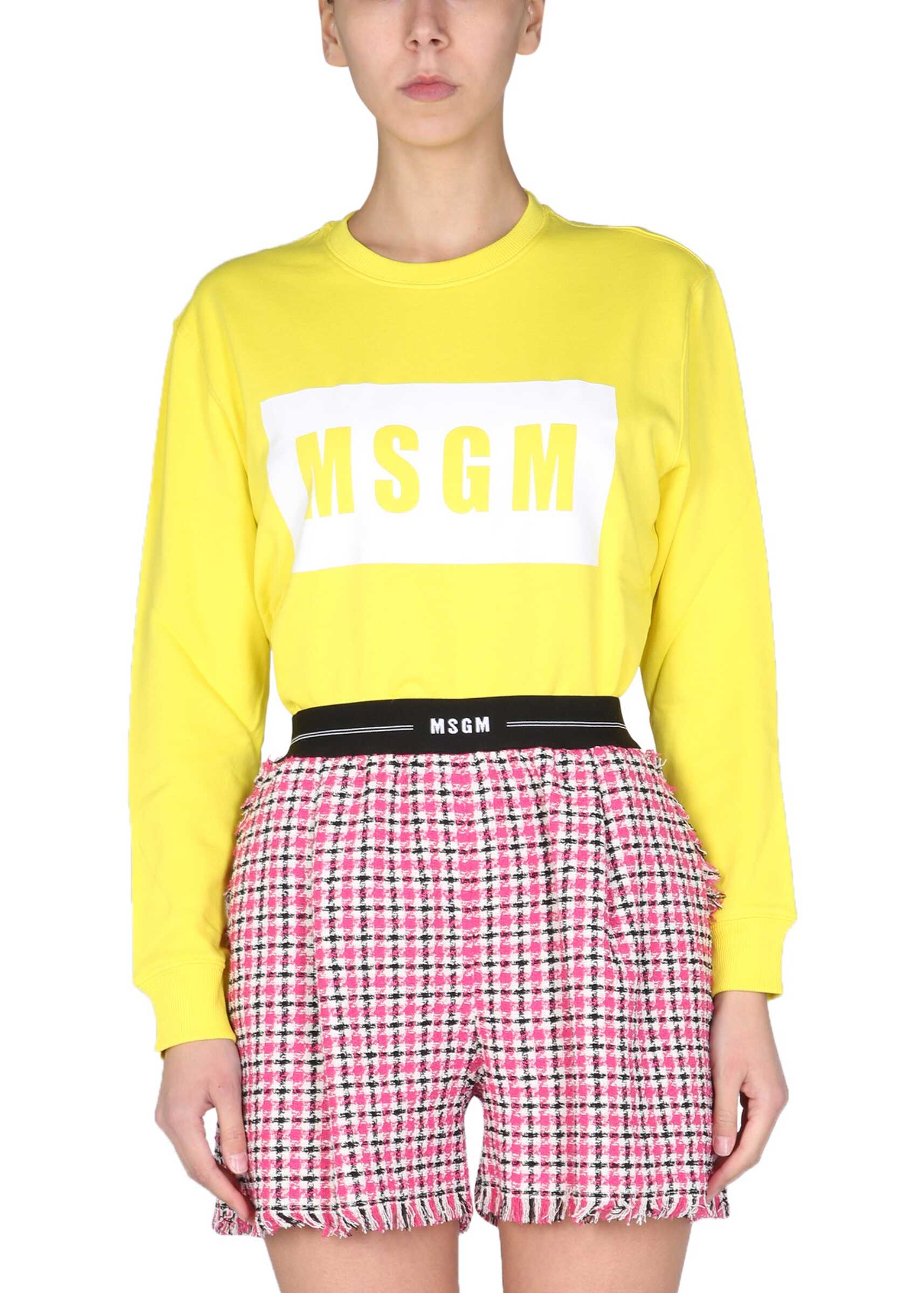 MSGM Logo Box Sweatshirt YELLOW