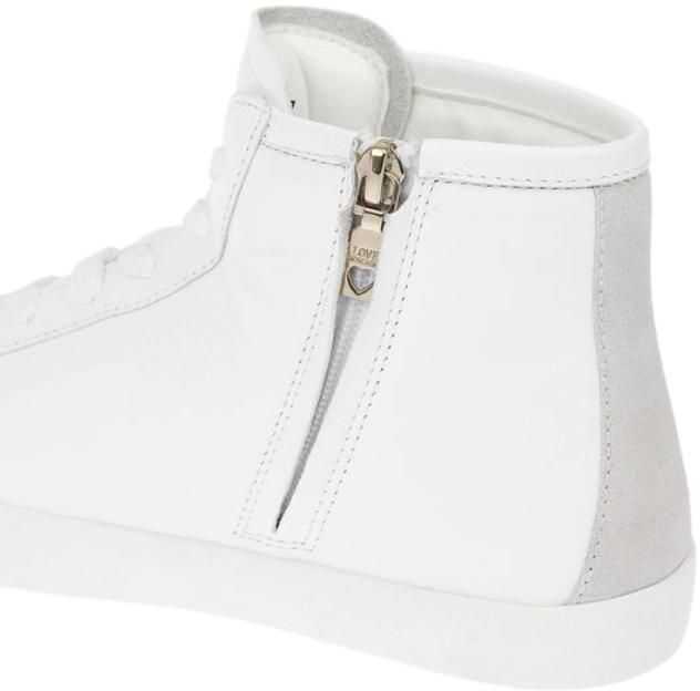 Sneakers Moschino Love Leather High Top Sneakers With Velvet Heart And Side Zi White Femei (BM 8868834) 4