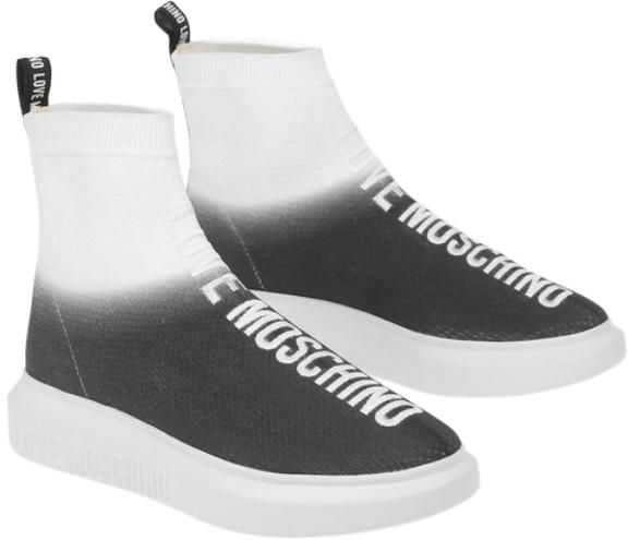Poze Moschino Love Shaded Sock High Top Sneakers With Embroidery Logo Black & White