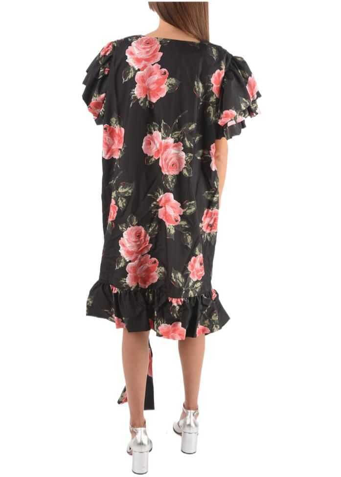 Rochii lungi Maison Margiela Mm0 Floral-Printend Silk Maxi Dress With Cold Shoulder Black Femei (BM 8869041) 2