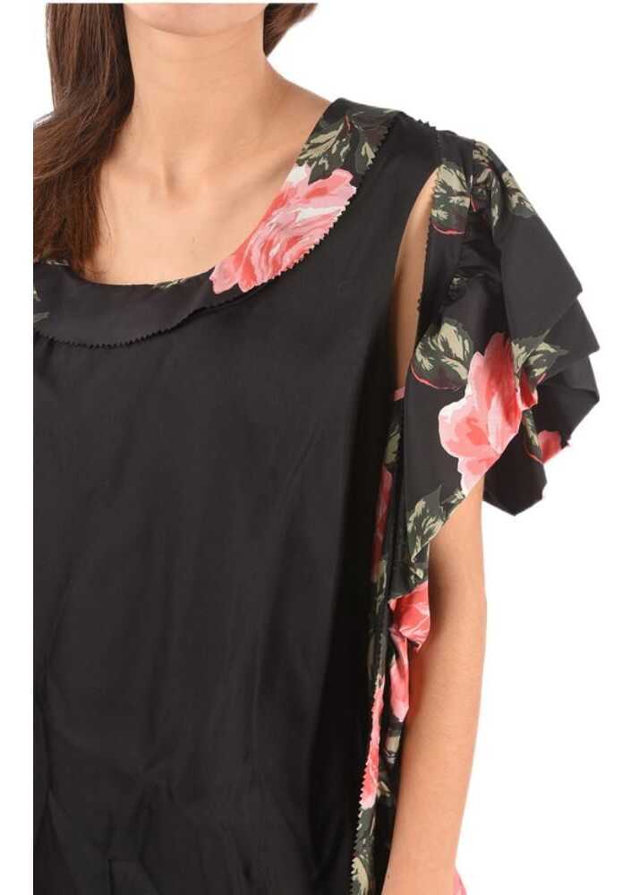 Rochii lungi Maison Margiela Mm0 Floral-Printend Silk Maxi Dress With Cold Shoulder Black Femei (BM 8869041) 3