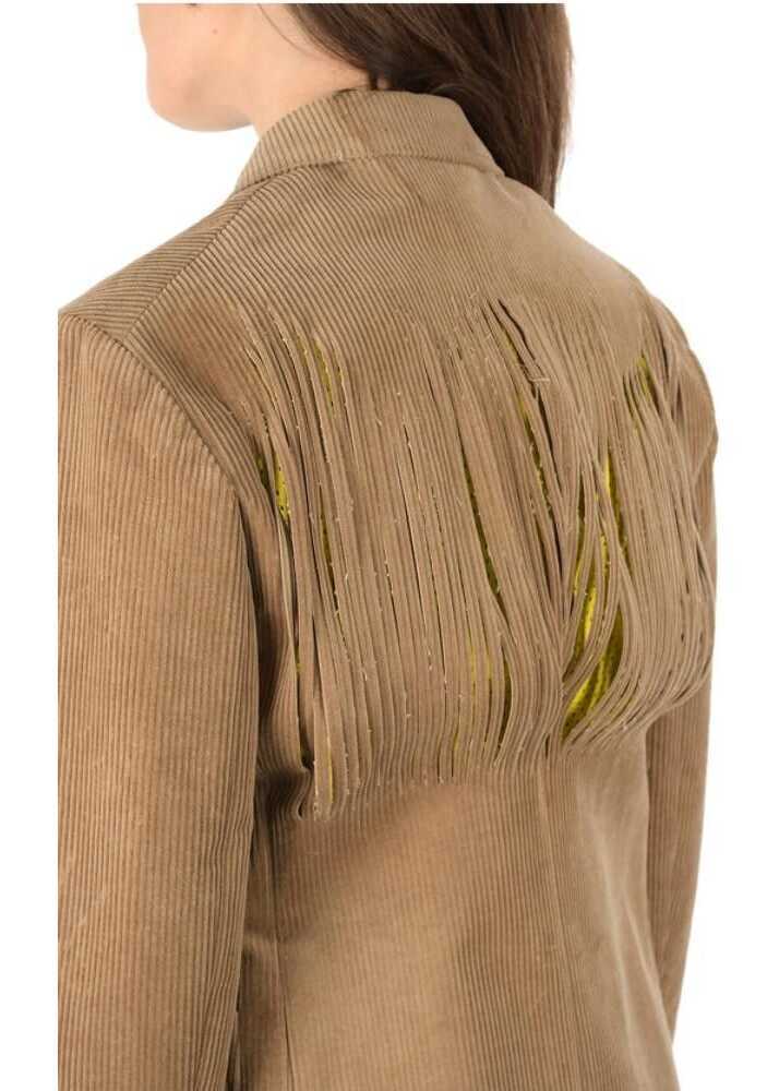 Sacouri Maison Margiela Mm0 Corduroy Notch Lapel 2-Button Blazer Brown Femei (BM 8869056) 4