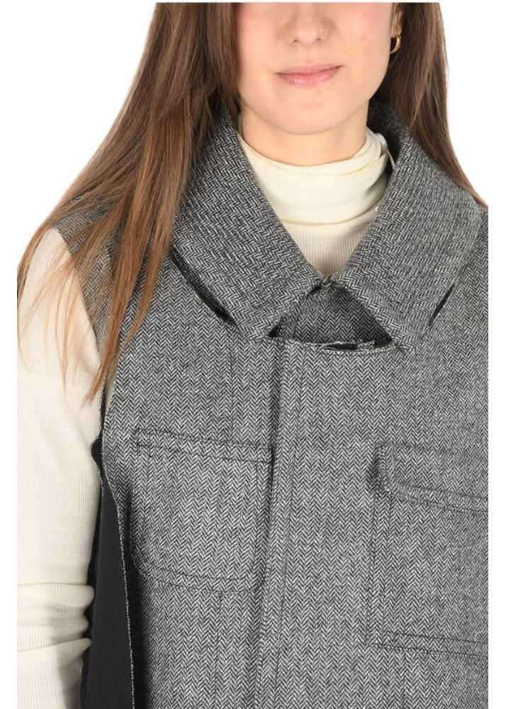 Paltoane Maison Margiela Mm0 Plain Herringbone Cape With Cut Out Details Gray Femei (BM 8869104) 4