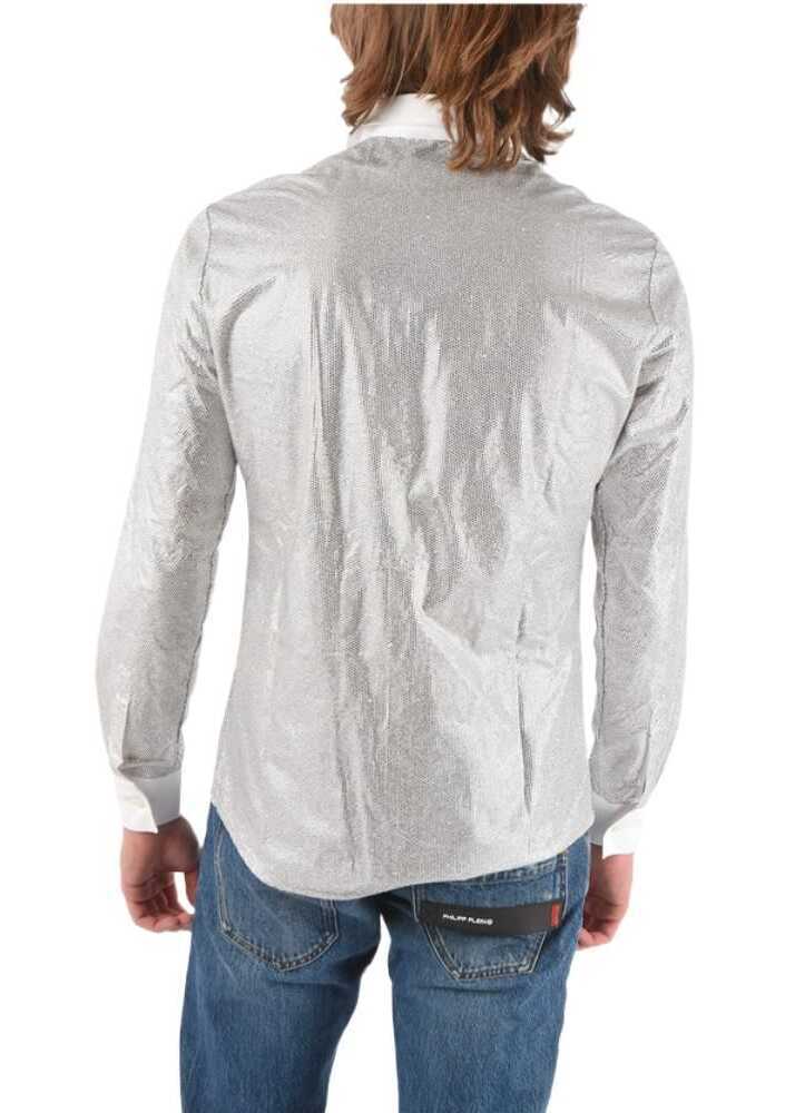 Camasi elegante Philipp Plein Diamond Cut Jewel Shirt With Spread Collar White Barbati (BM 8869173) 2