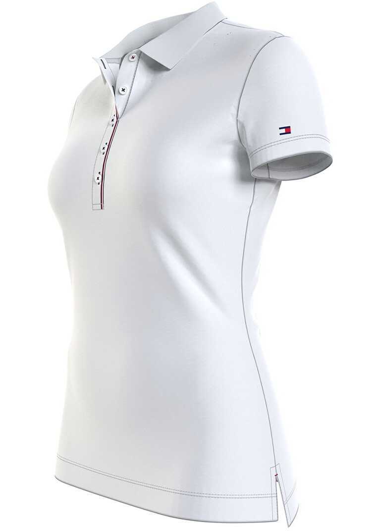 Tricouri Polo Tommy Hilfiger Slim Global Stripe Polo Ss WW0WW32557YBR White Femei (BM 8872857) 3