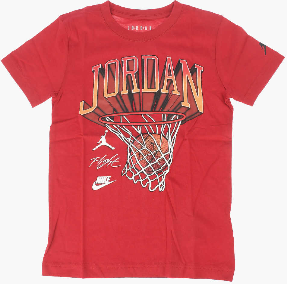 Nike Air Jordan Printed Hoop Crew-Neck T-Shirt Red