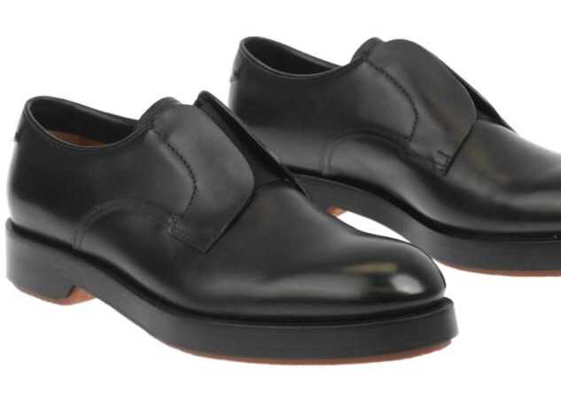 Ermenegildo Zegna Couture Xxx Laceless Leather Derby Shoes Black b-mall.ro