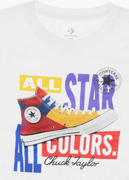 Tricouri Converse All Star Chuck Taylor Crew-Neck T-Shirt With Print On The Fr White Baieti (BM 8876388) 2