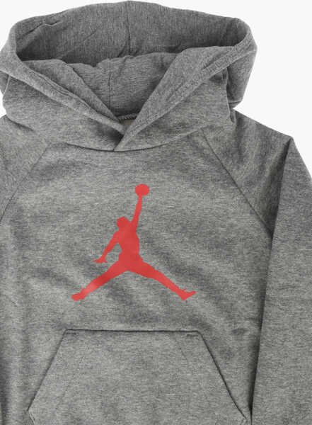 Hanorace Nike Air Jordan Hooded Jumpman Sweatshirt With Maxi Patch Pocket Gray Baieti (BM 8876781) 2