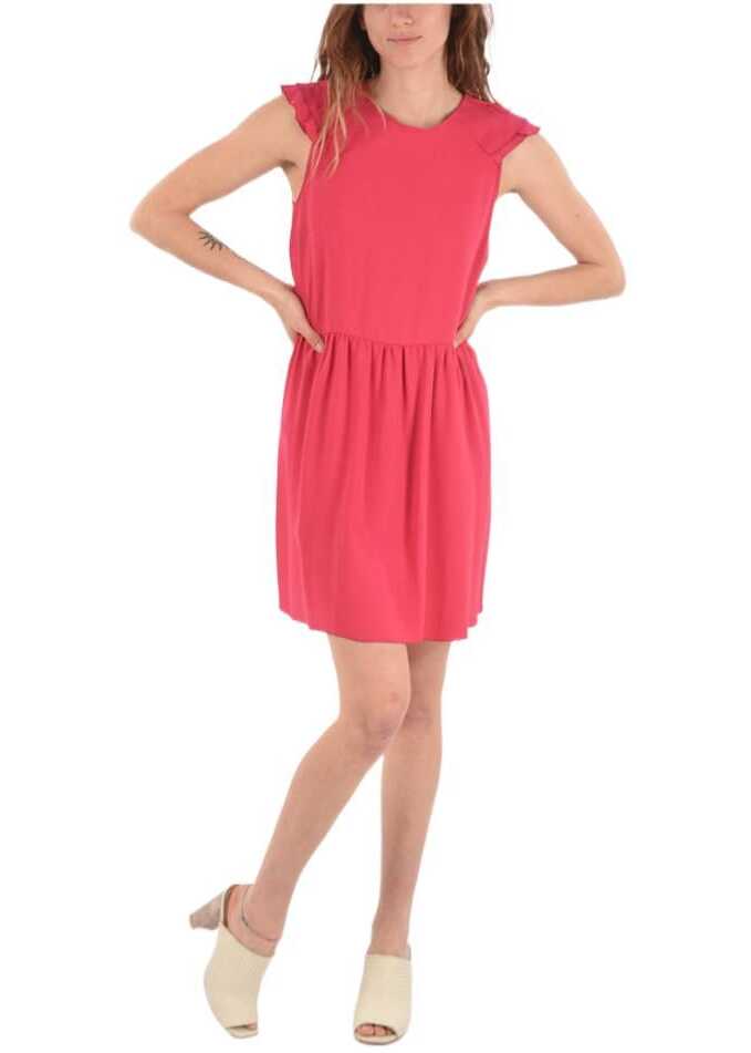 RED VALENTINO Back Zipped Ruffle-Sleeved Shift Dress Pink