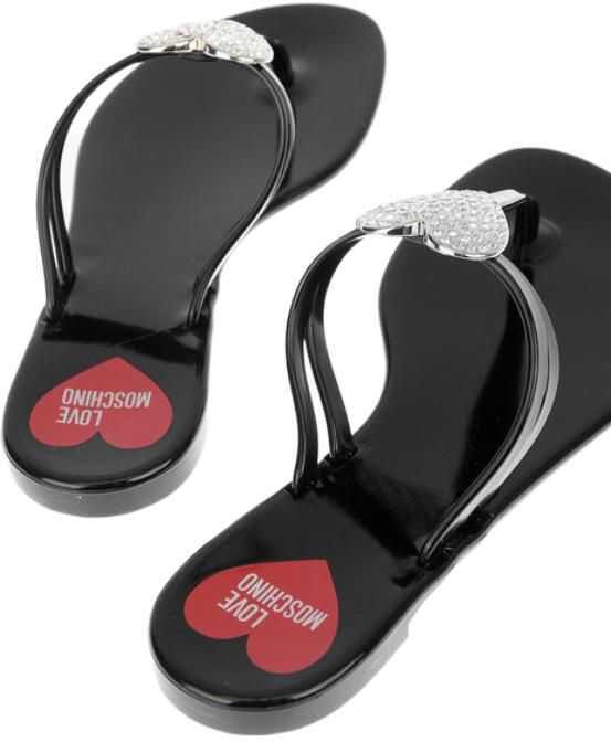 Sandale fara toc Moschino Love Rubber Thong Sandals With Heart Detail Black Femei (BM 8881272) 2
