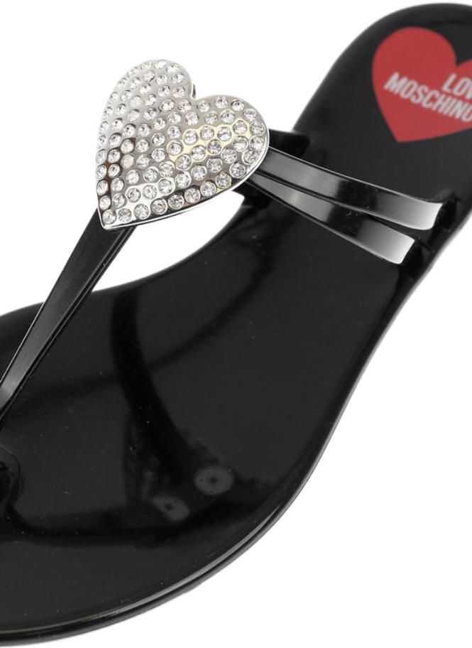 Sandale fara toc Moschino Love Rubber Thong Sandals With Heart Detail Black Femei (BM 8881272) 4