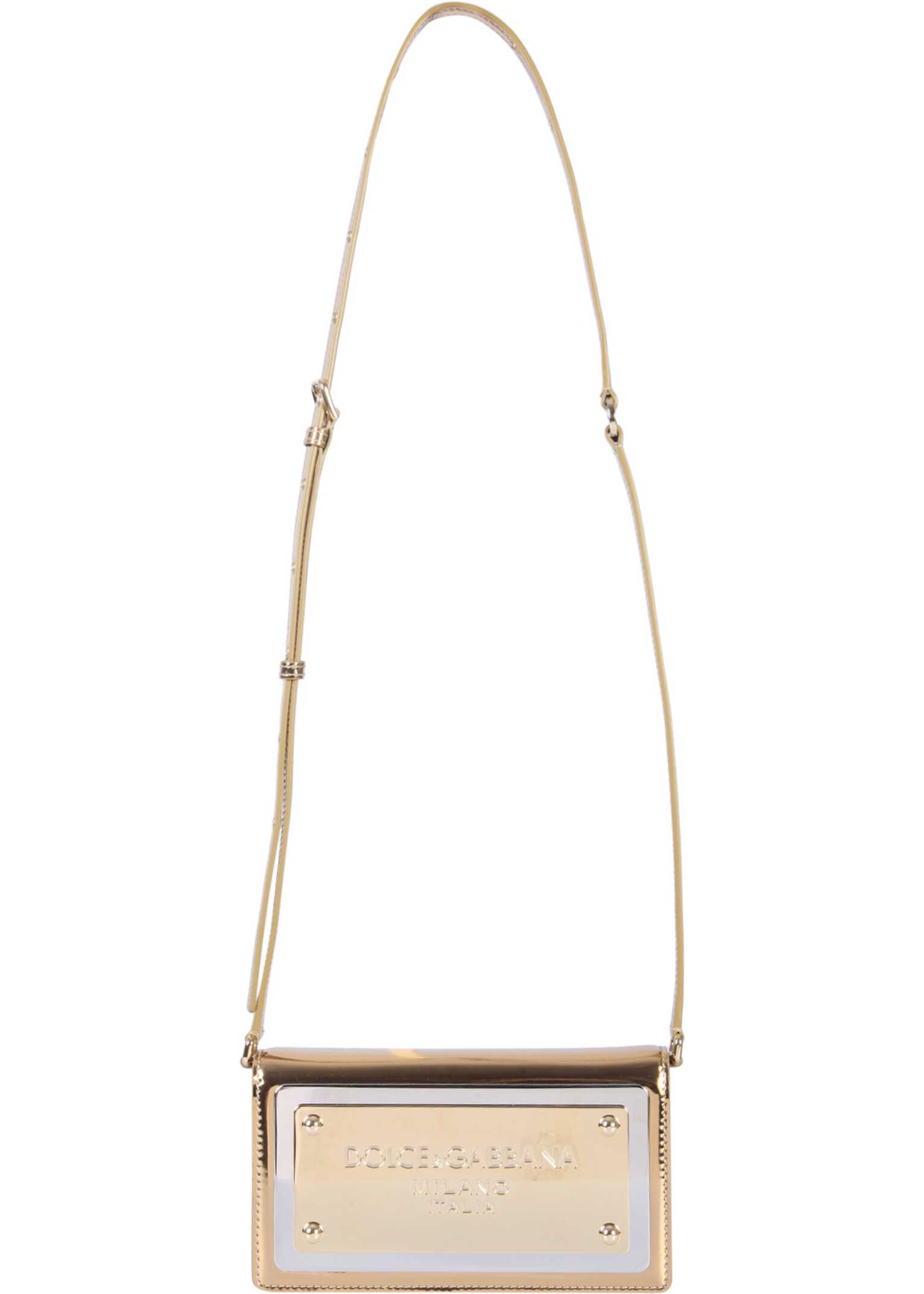 Dolce & Gabbana Maxi Logoed Plate Phone Bag GOLD