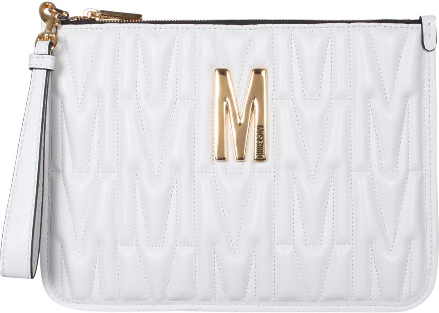 Moschino Quilted Logo Pouch WHITE b-mall.ro