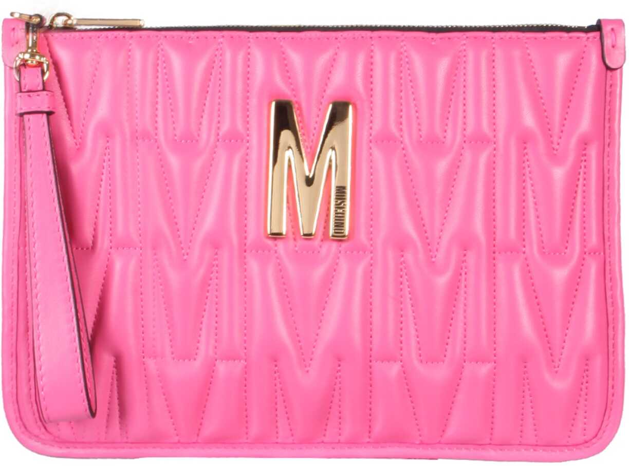 Moschino Quilted Logo Pouch FUCHSIA b-mall.ro
