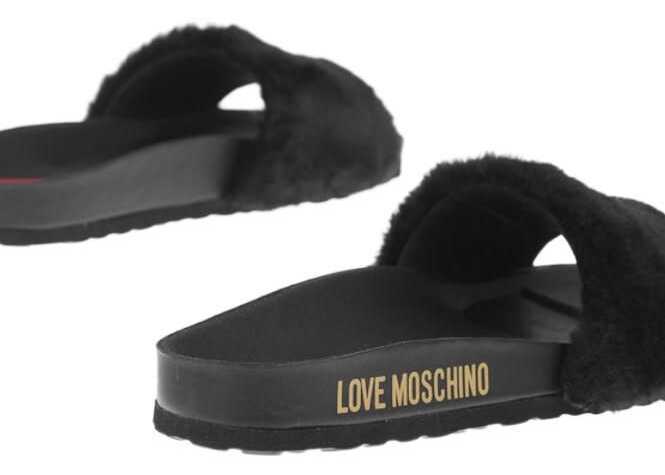 Papuci Moschino Love Faux Fur Detail Birki30 Slides Black Femei (BM 8883249) 2