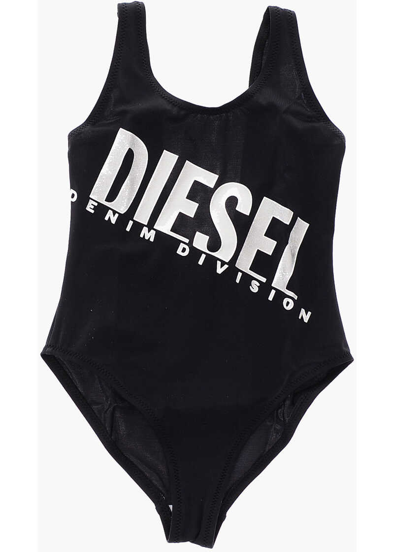 Diesel kids one-piece swimsuit miell with logo-print black