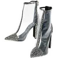Botine 10Cm All Over Crystal Pvc Ankle Boots With Zip Closure Femei