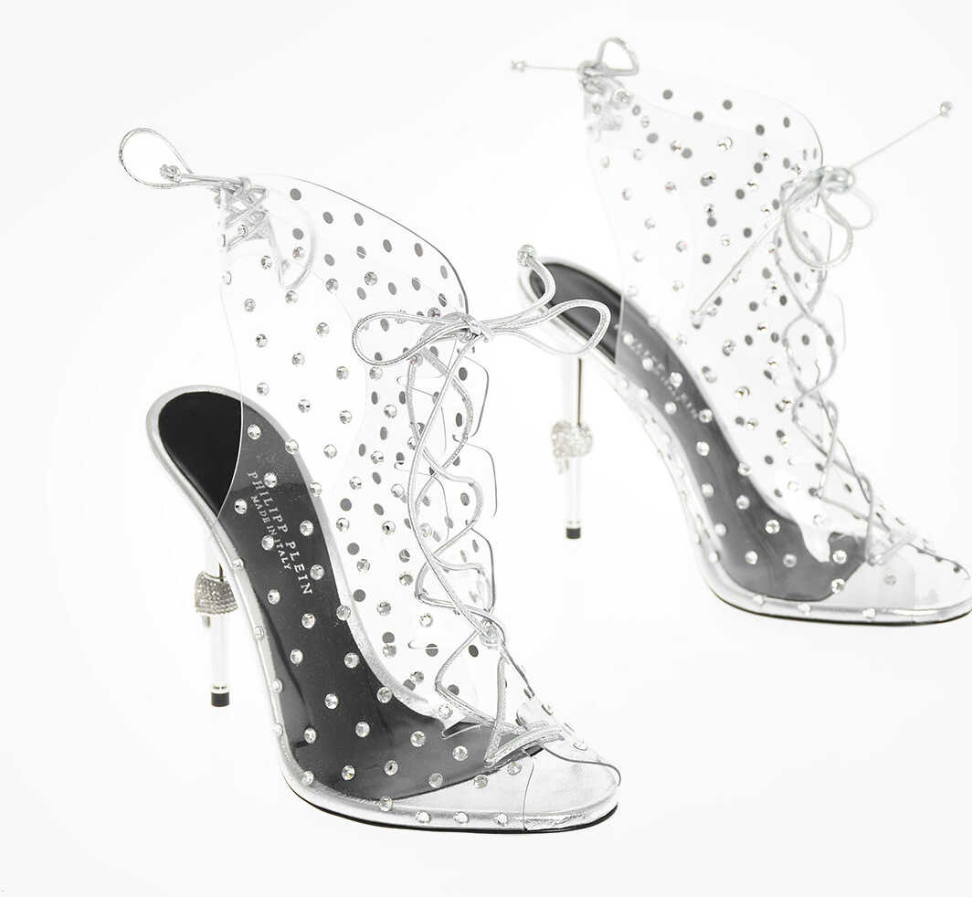 Philipp Plein 12Cm Pvc Sandals With Leather Details Silver