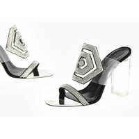 Saboti 10.5Cm Leather Mules With Rhinestone Embellishment Femei