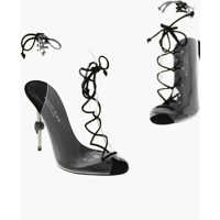 Sandale cu toc 12Cm Pvc Statement Lace Up Sandals With Leather Details Femei