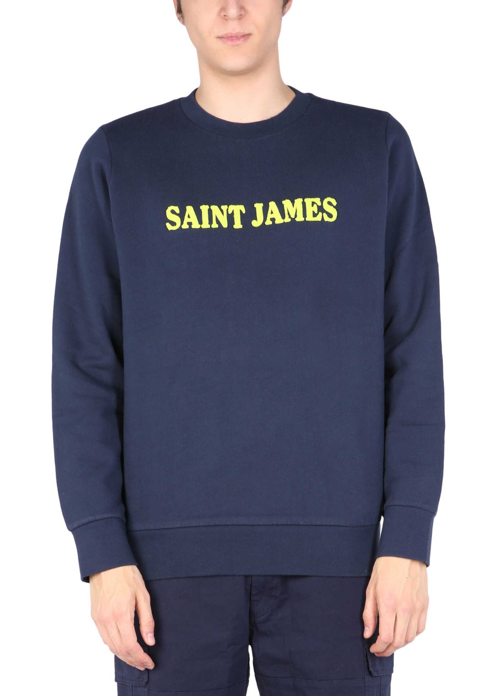 Saint James Sweatshirt With Logo Print BLUE