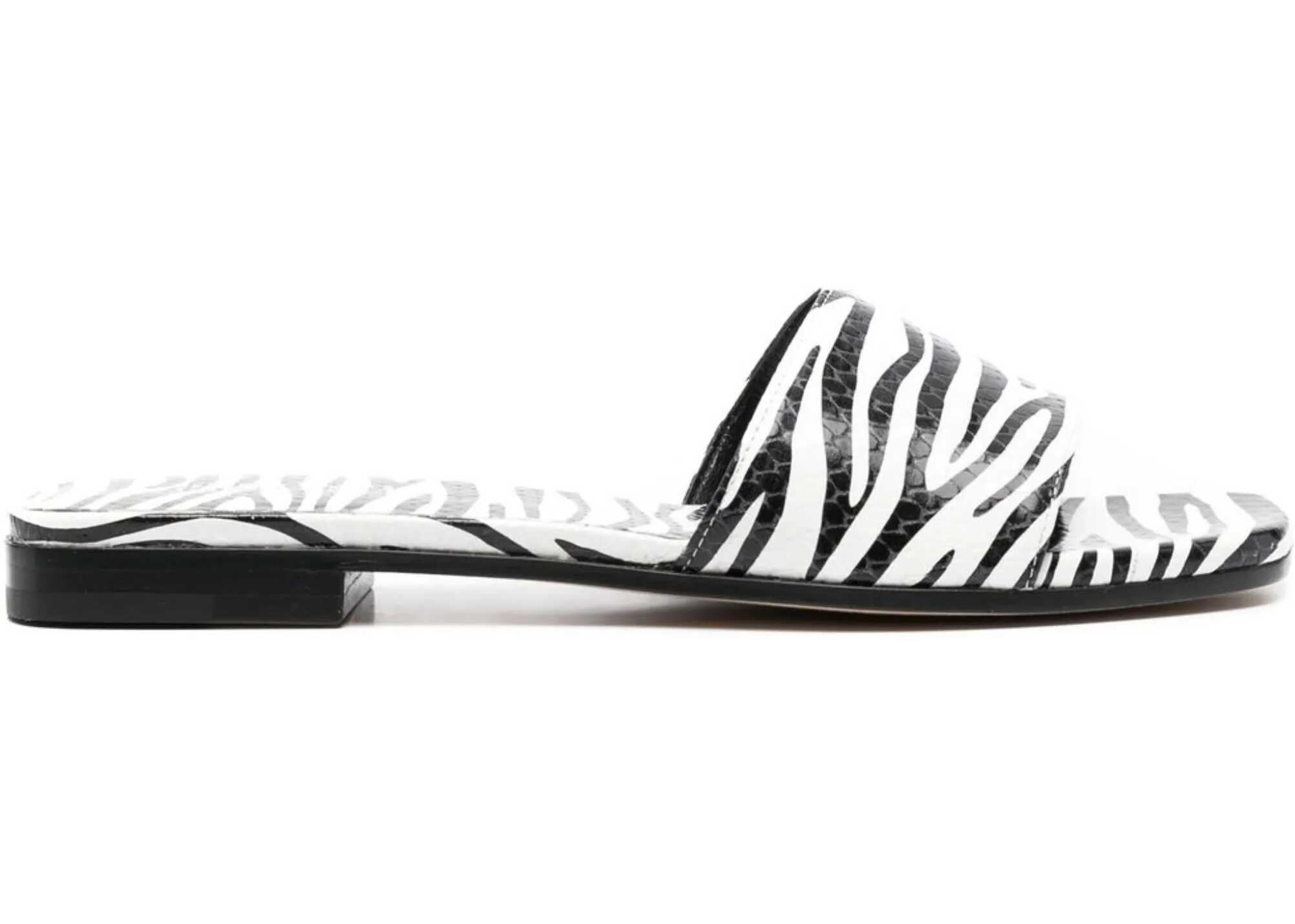 Paris Texas Zebra-Print Flat Sandals White