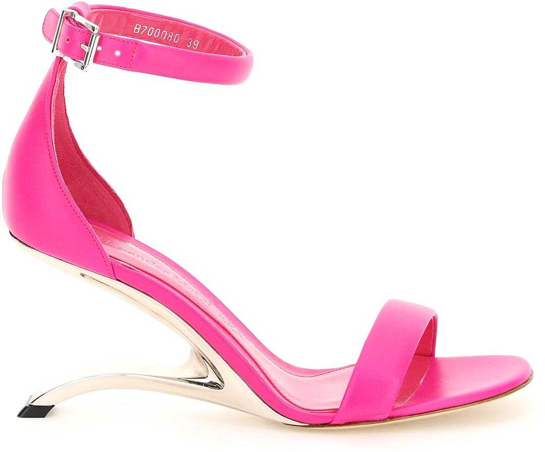 Alexander McQueen Leather Arc Sandals BOBBY PINK SILVER