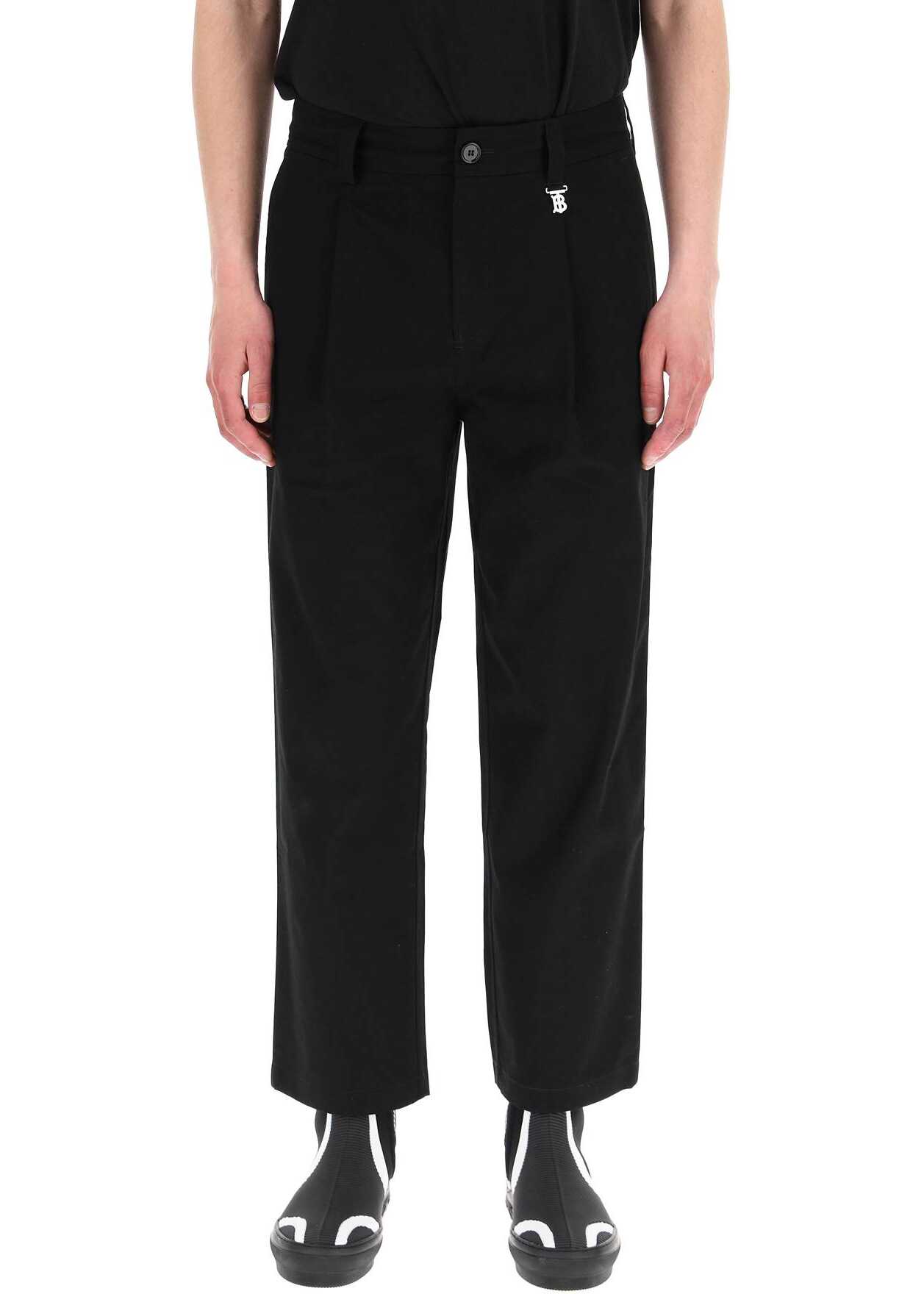 Burberry Cotton Trousers With Monogram BLACK image23
