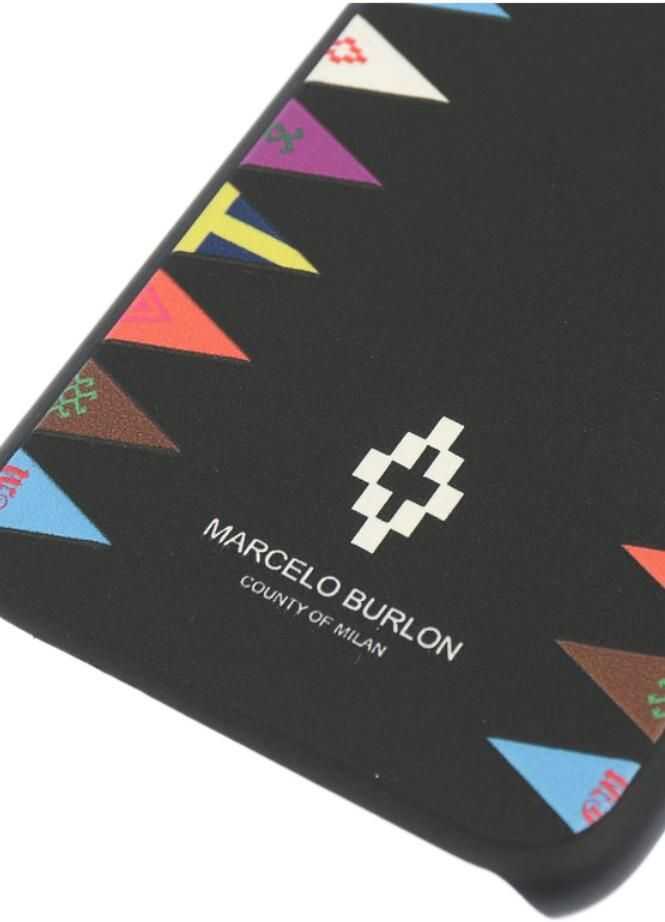 Huse mobil & tablete Marcelo Burlon Embossed Printed Flags Sides 7 Iphone Case Black Barbati (BM 8904896) 2
