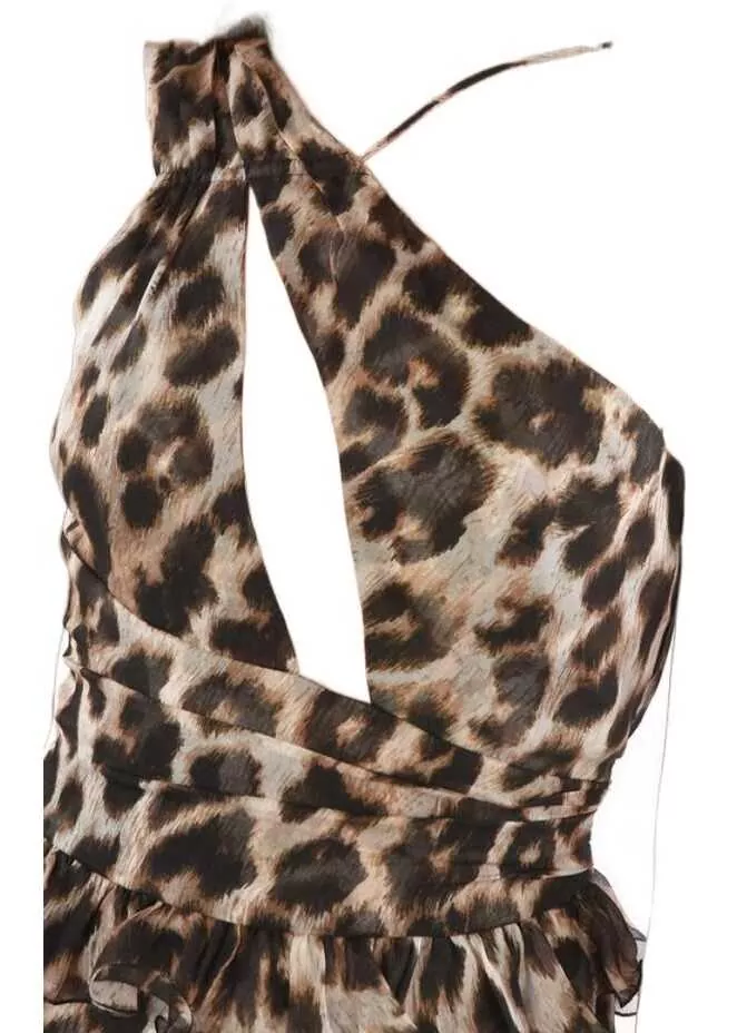 Rochii lungi Philipp Plein One-Shoulder Maculate Long Dress With Ruffles Brown Femei (BM 8905985) 3