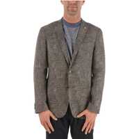 Sacouri elegante Cc Collection Flax Side Vents Notch Lapel Right 2-Button Bla Barbati