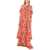 Philipp Plein Couture Est.1978 Floral Patterned Silk Ruffles Maxi Dress Red