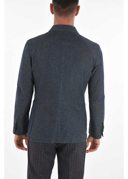 Sacouri elegante CORNELIANI Cc Collection Side Vents Peak Lapel Patch Pocket Double-Brea Blue Barbati (BM 8908856) 2