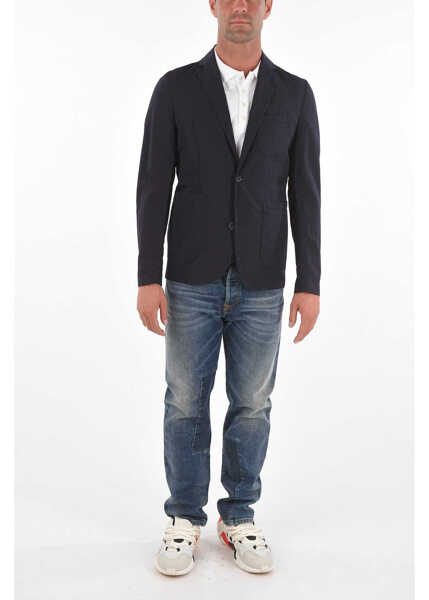 Sacouri CORNELIANI Cc Collection 2-Button Blazer With Honeycomb Pattern Blue Barbati (BM 8908859) 4