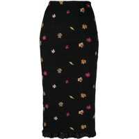 Fuste lungi Leaves Embroidered Knee Lenght Pencil Skirt Femei