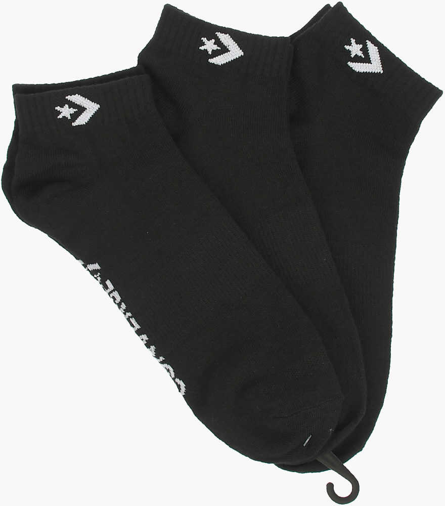 Converse Logo Embroidered 3 Socks Set Black