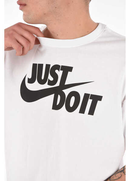 Tricouri Nike Crew-Neck T-Shirt With Maxi Contrast Print On The Front White Barbati (BM 8912324) 4